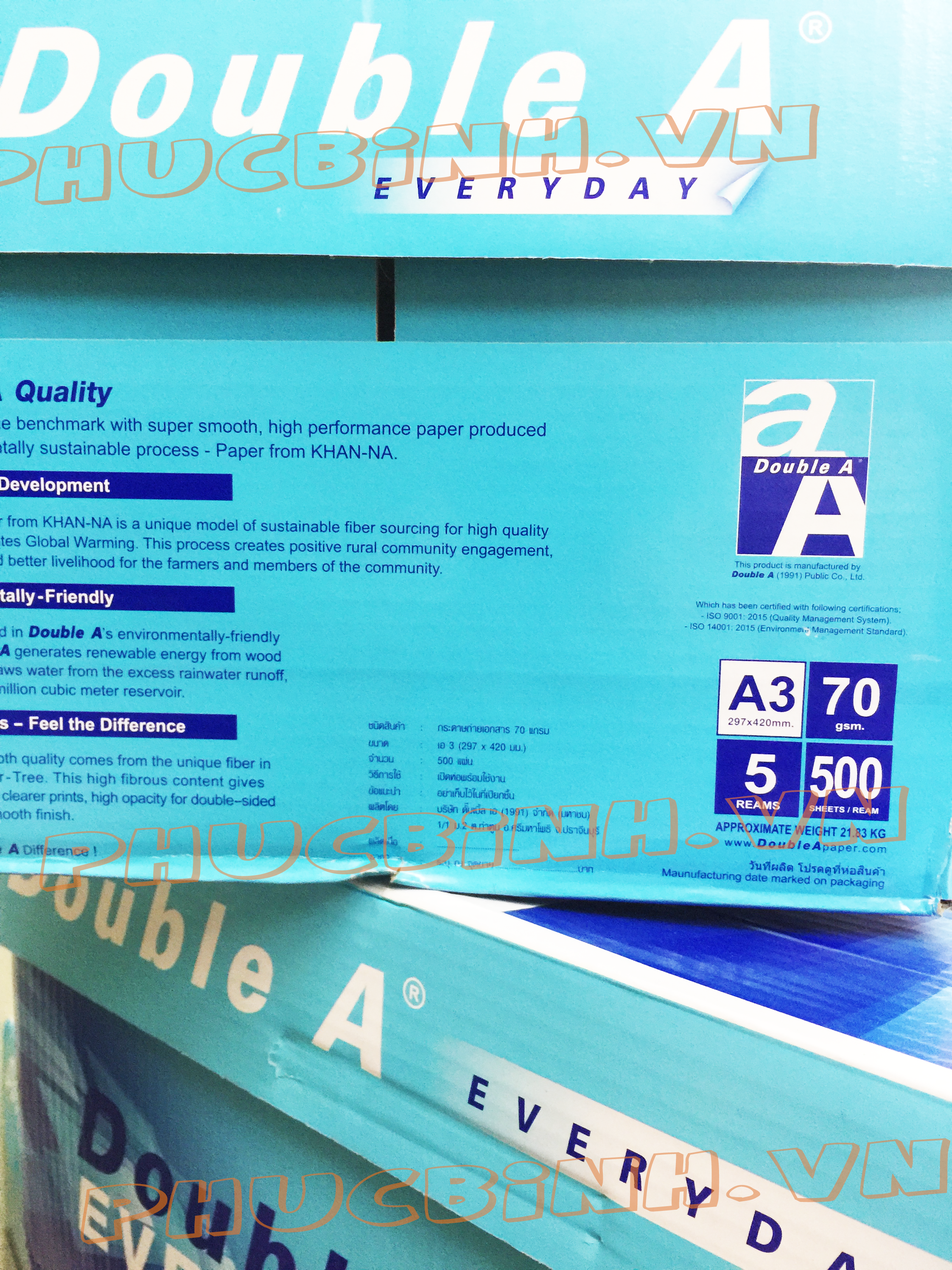 Giấy Double A A3 định lượng 70